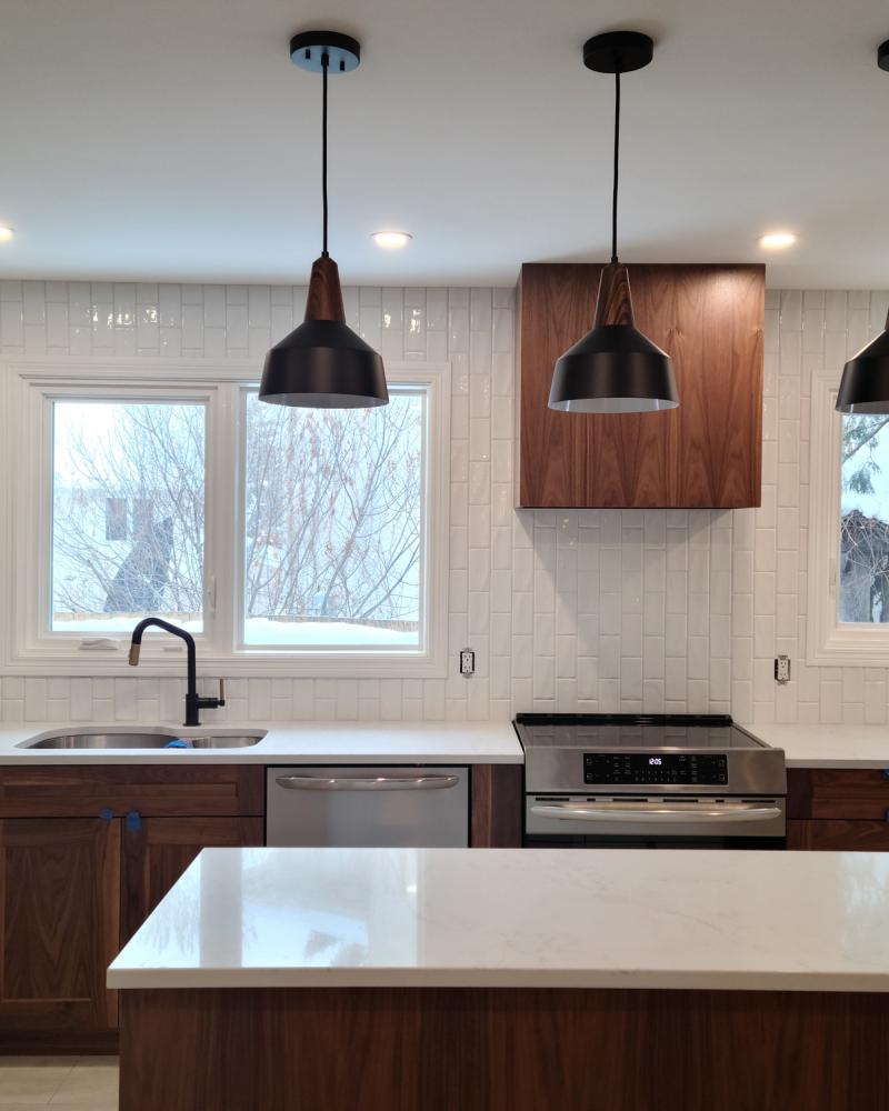 Vertically Stacked Subway Tile Kitchen Backsplash