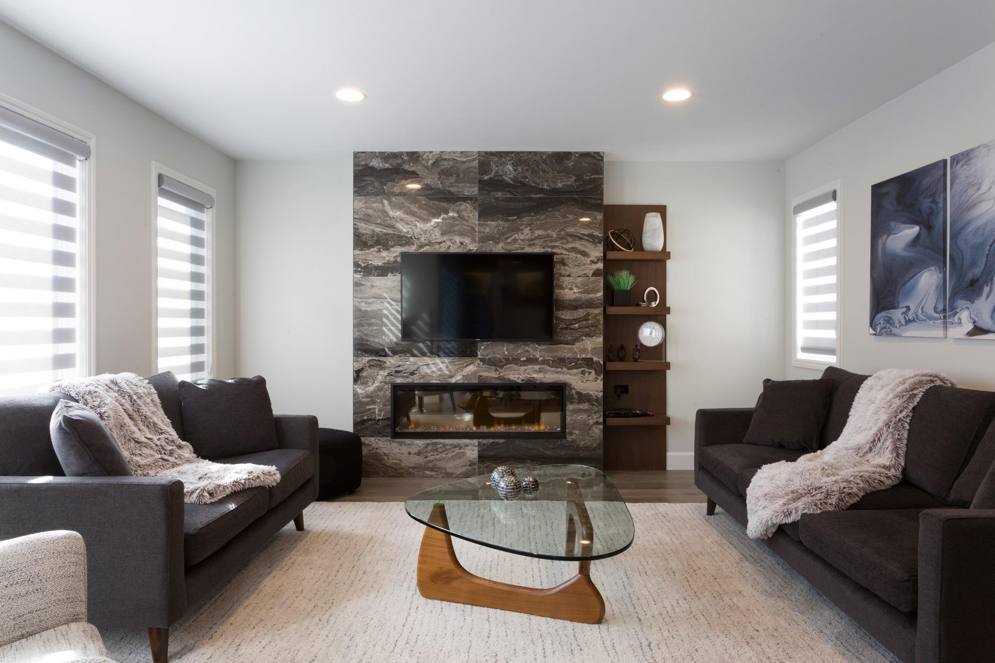 Dark Marble Fireplace Tile