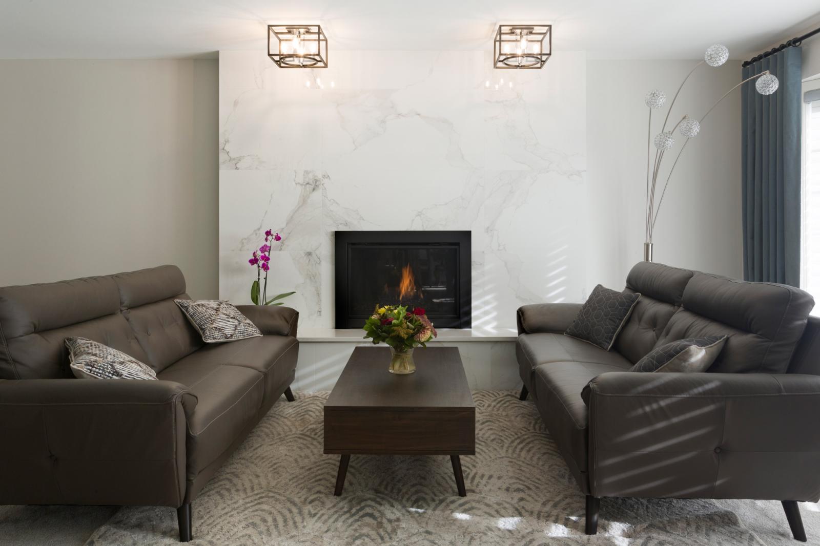 Marble Tile Fireplace